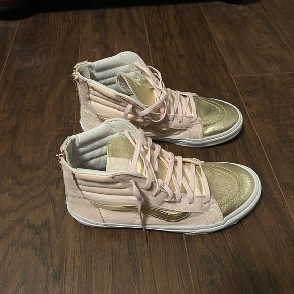 Vans Metallic Toe Sk8-Hi Zip Heavenly Pink & Gold Girls Shoes - Pink - 7 - Picture 5 of 7